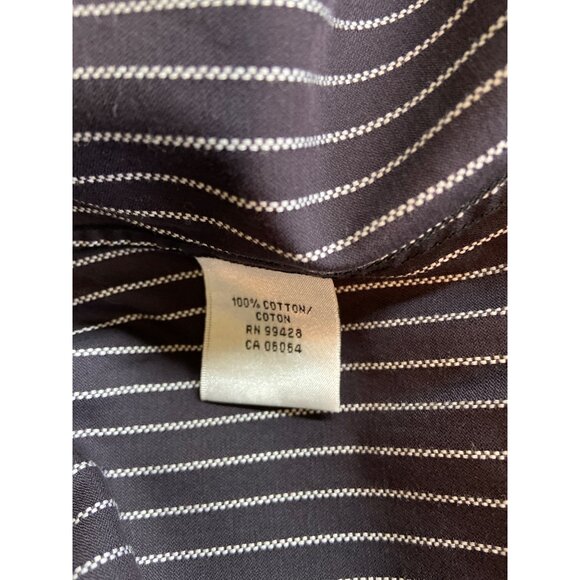 Bugatchi Uomo Button Up Dress Shirt 15 32/33 Black White Striped Corpcore Preppy - Picture 5 of 8